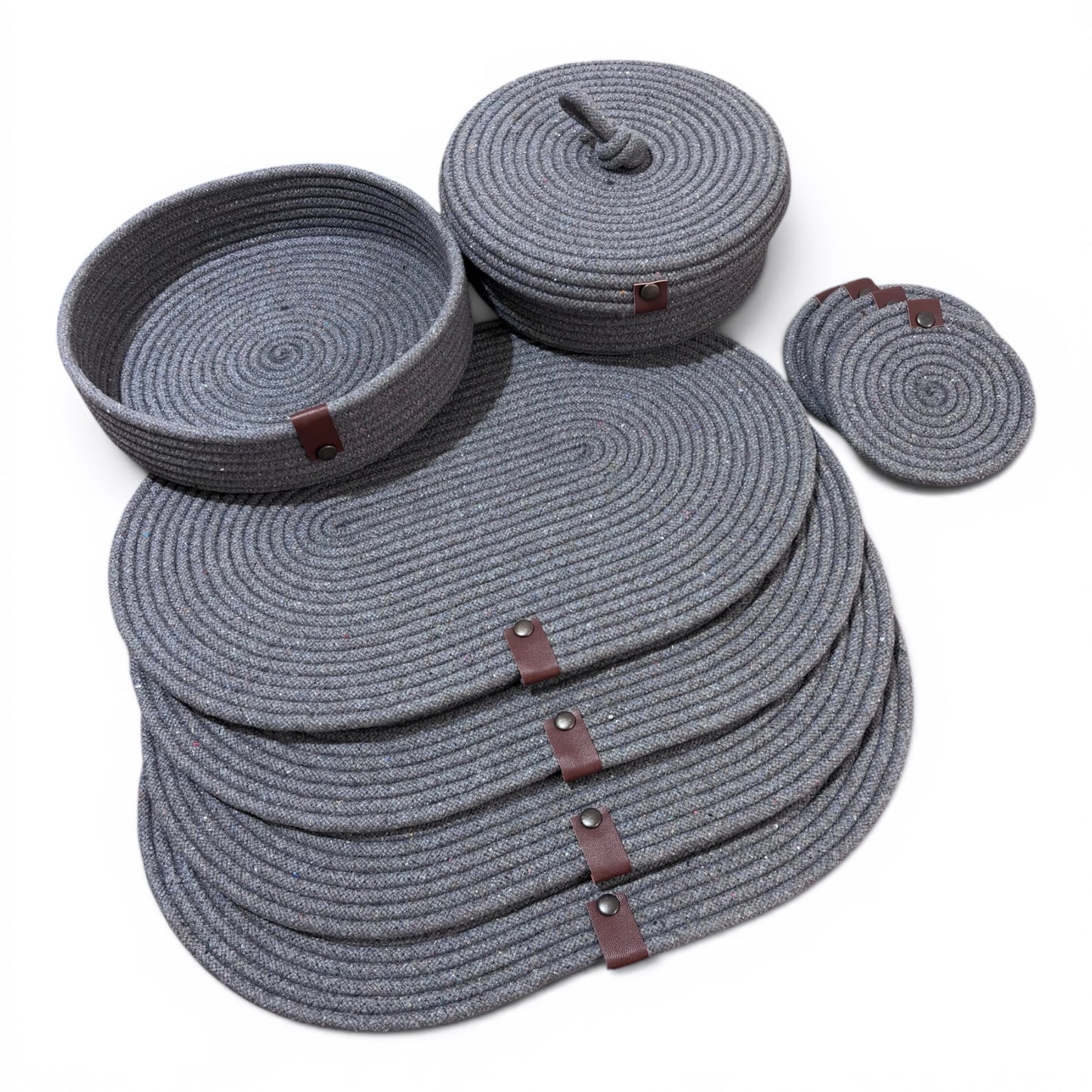 Set de mesa ovalado gris piedra