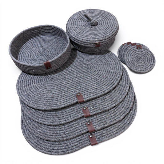 Set de mesa ovalado gris piedra