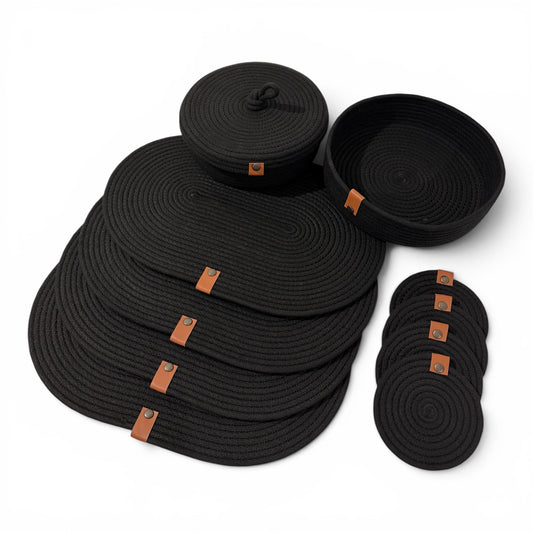 Set de mesa ovalado negro