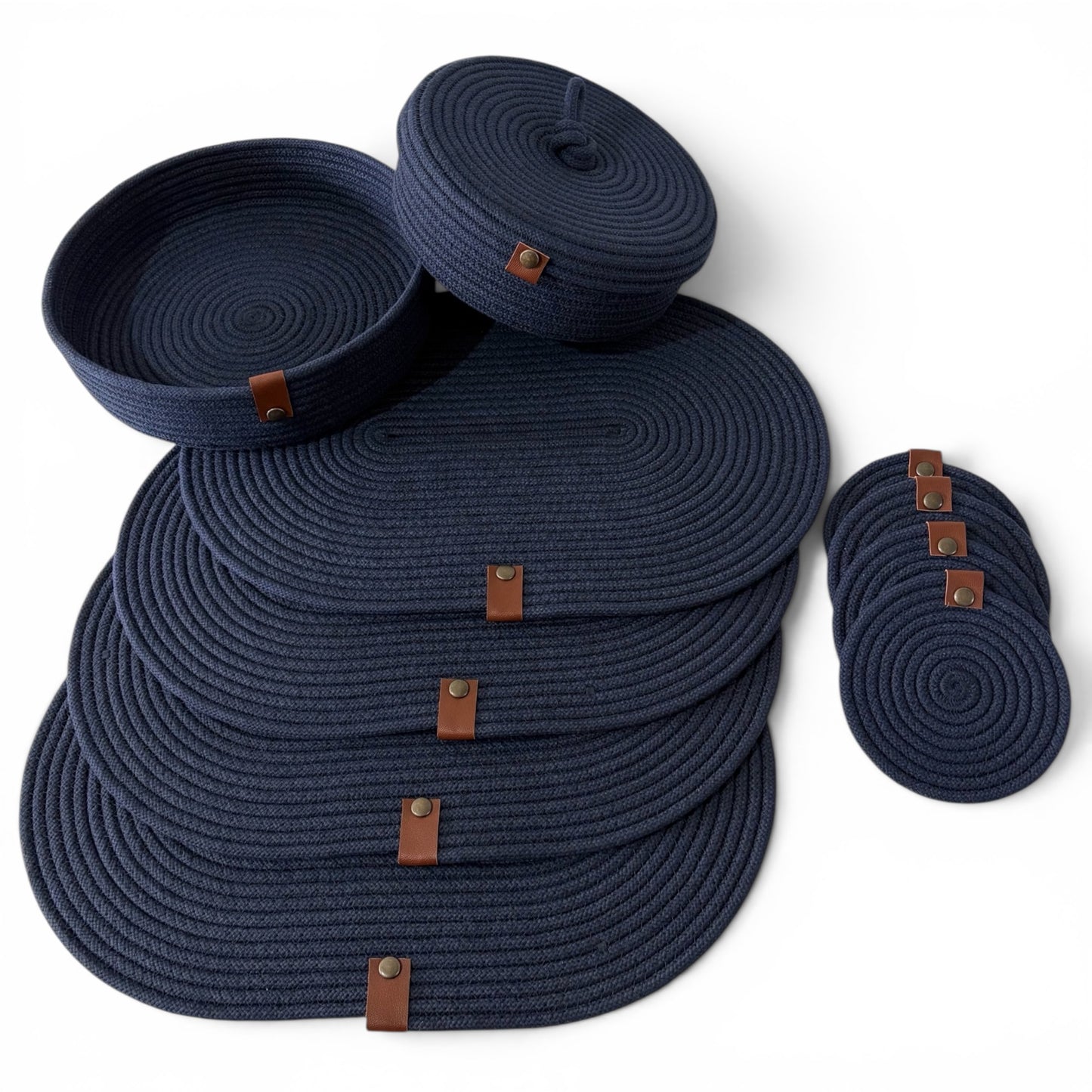 Set de mesa ovalado azul marino