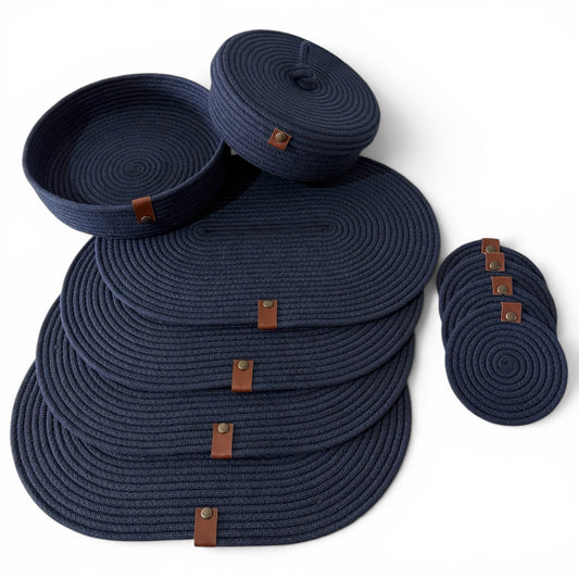 Set de mesa ovalado azul marino