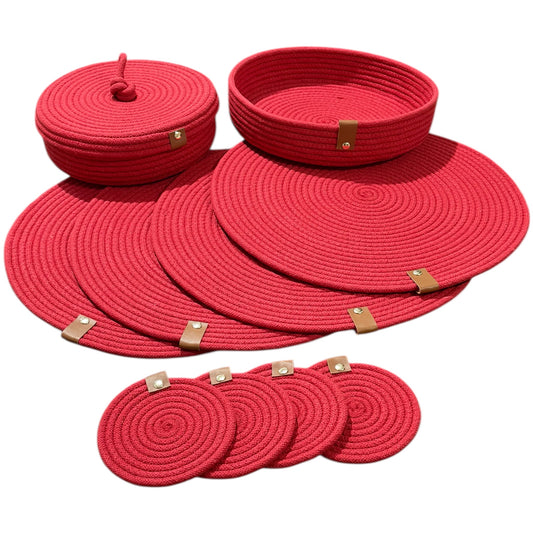 Set de mesa circular rojo