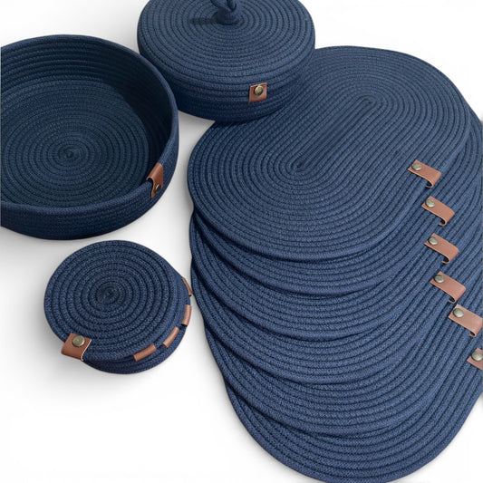 Set de mesa ovalado azul marino