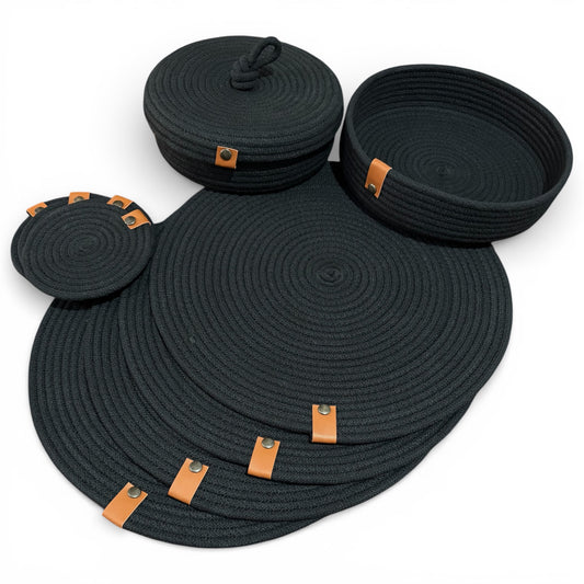 Set de mesa circular negro