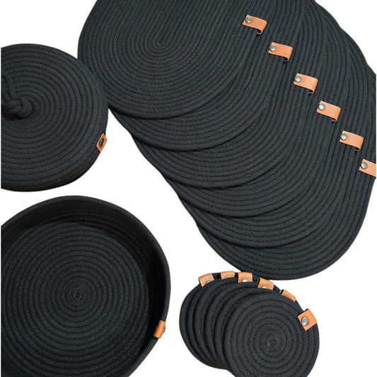 Set de mesa ovalado negro