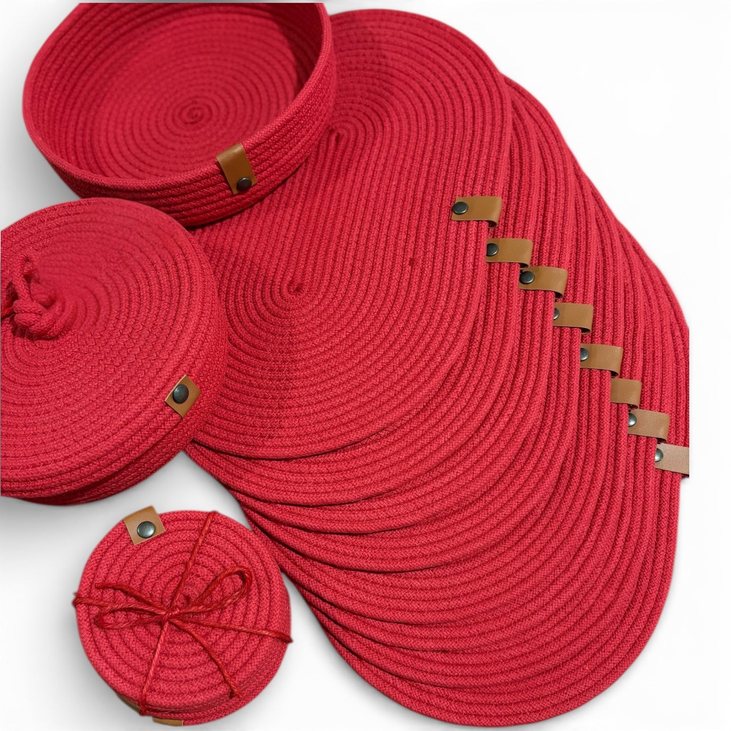 Set de mesa ovalado rojo