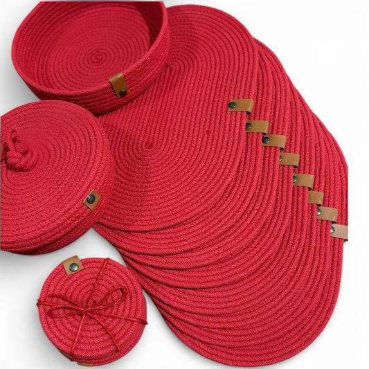 Set de mesa ovalado rojo