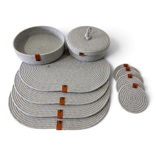Set de mesa ovalado gris claro
